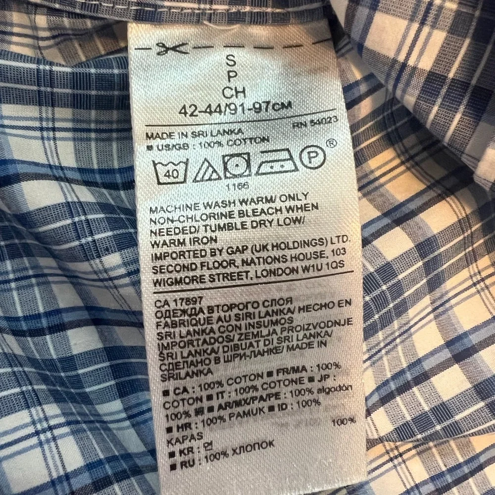 Banana Republic Grant Fit Mens Shirt Size S Blue Plaid Long Sleeve Cotton